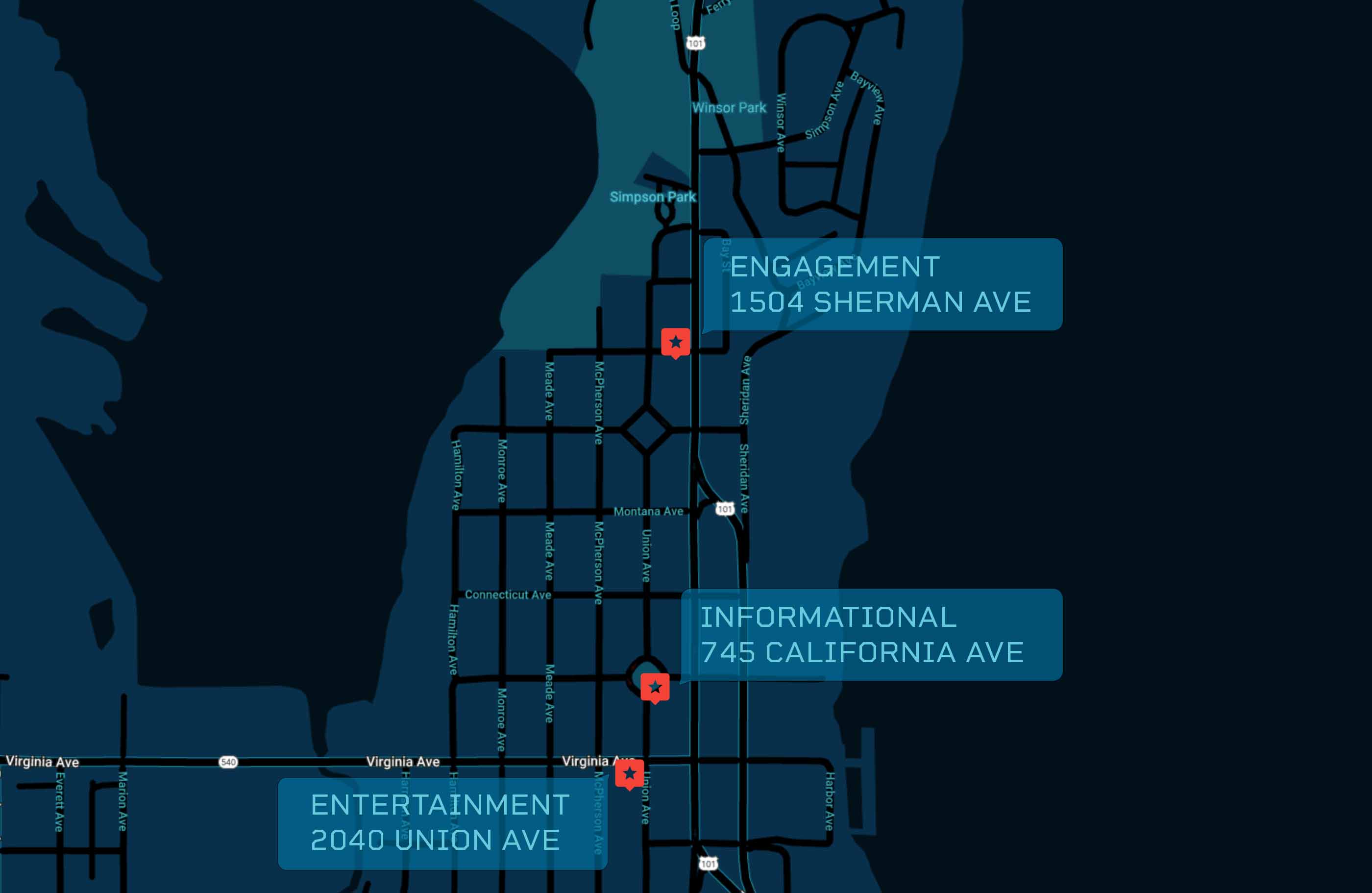Map of 2023 SOLAR + EV FEST - NORTH BEND, OREGON